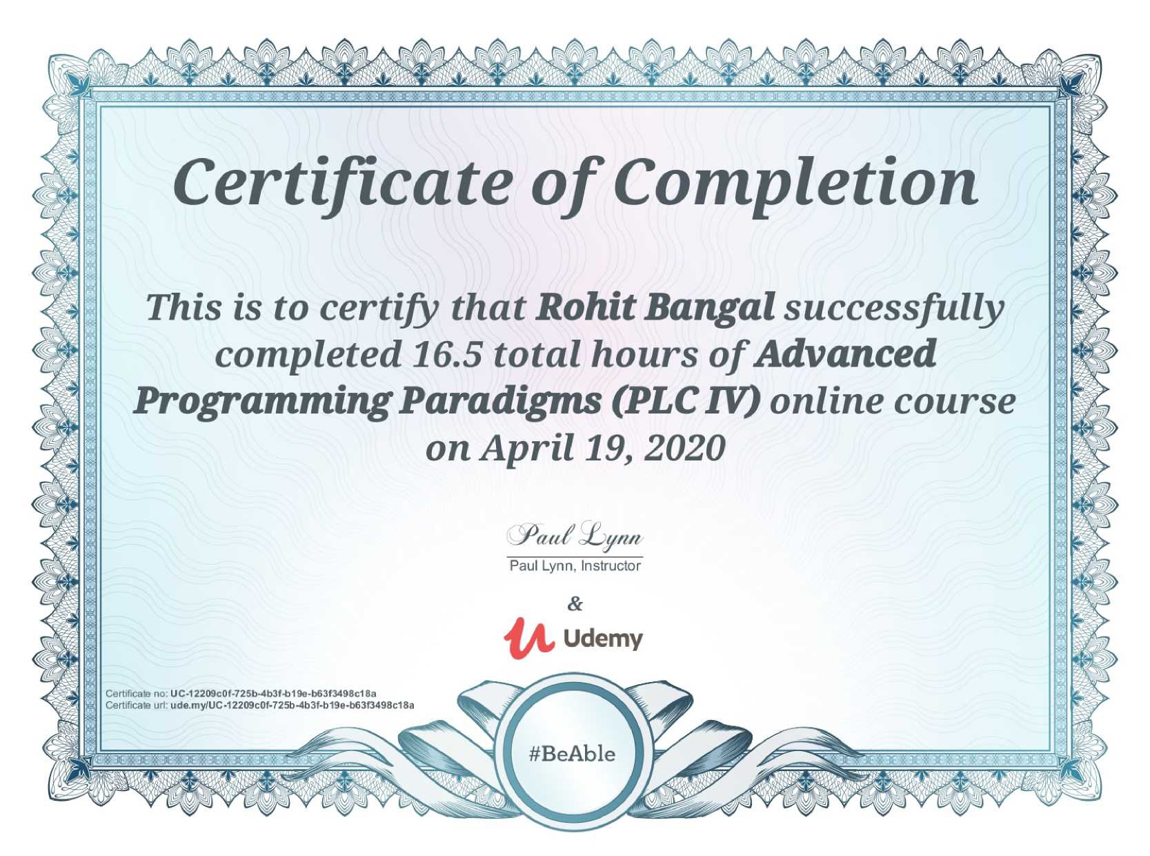 UDEMY CERTIFICATE